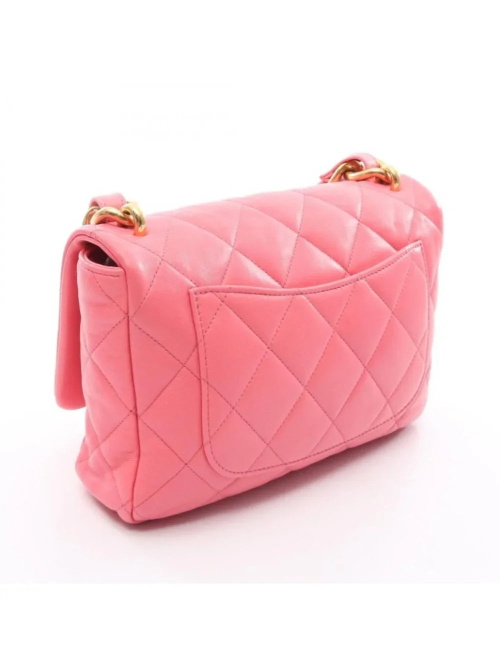 Chanel Shoulder Bag Large Flap Quilted Pink Lambskin Chain